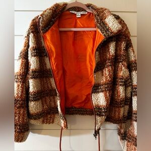 HYFVE Plaid Sherpa Jacket - Orange and Brown